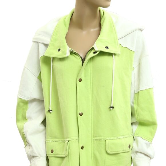 Free People Cardigan Radio Hoodie Top Jacket Zip-Up Oversized Green M NWD 283158 - Picture 4 of 7